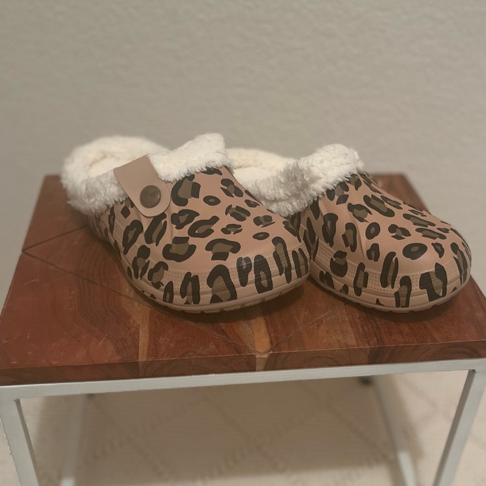 Fur lined slip on clogs